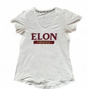 Elon University Phoenix Women's White V-Neck T-Shirt